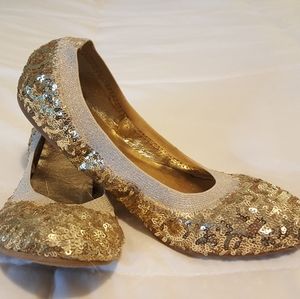 Mossimo brand gold sequin flats